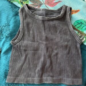 Navy Ribbed Crop Top